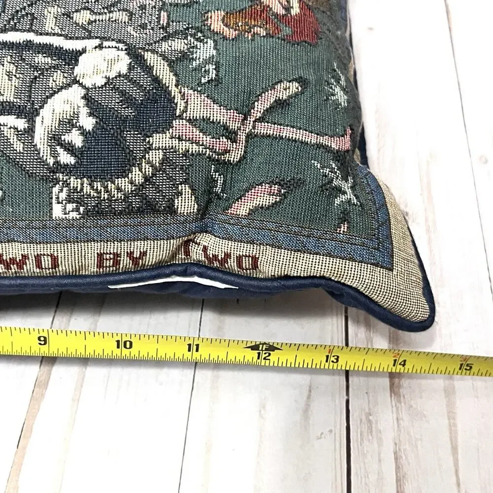 And They Came Two By Two Throw Pillow Tapestry Noah's Ark Animals Bible 14”x12”